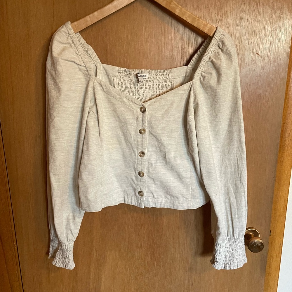 Madewell Cropped Baby Corduroy Cotton Prairie Boho Top Size 6/S